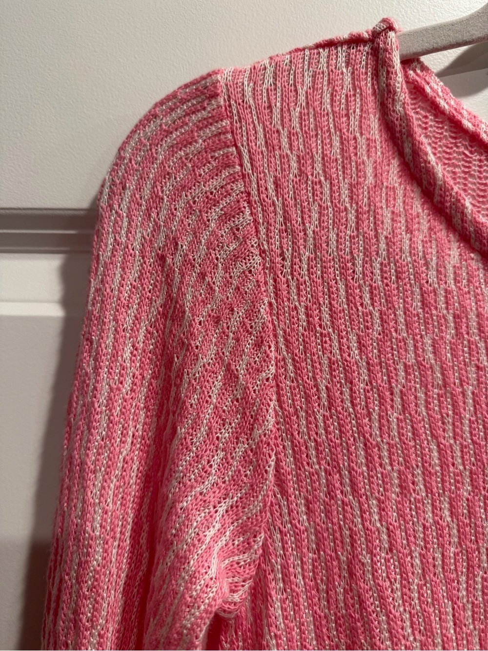 Women’s Pink Long-Sleeve Textured Knit Top - Picture 2 of 7
